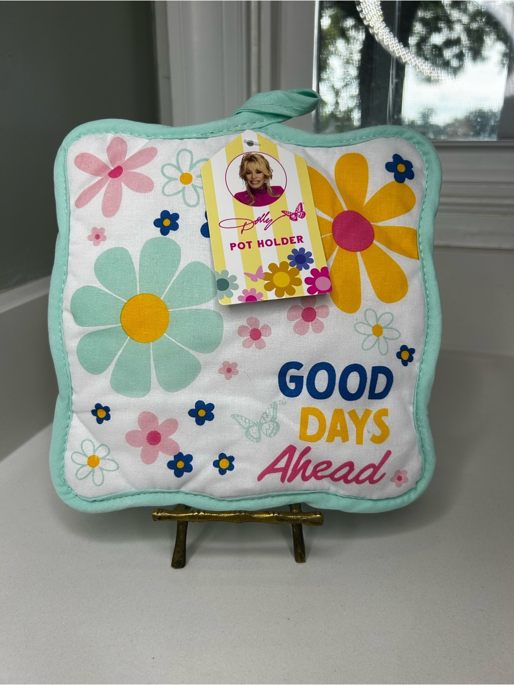 NWT Dolly Parton Pot Holder - Good Days Ahead Floral Mint